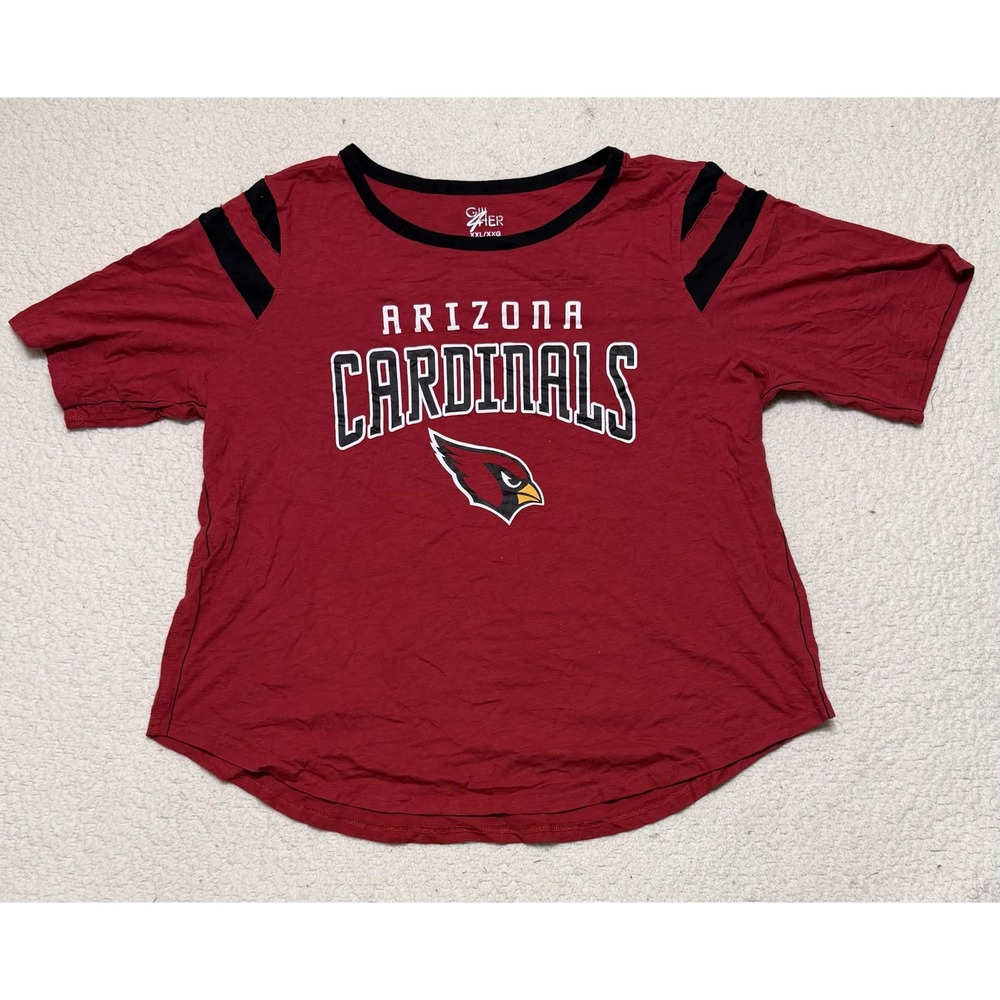G-III Womens Arizona Cardinals Graphic T-shirt Red Cotton XXL Curved Hem Tee